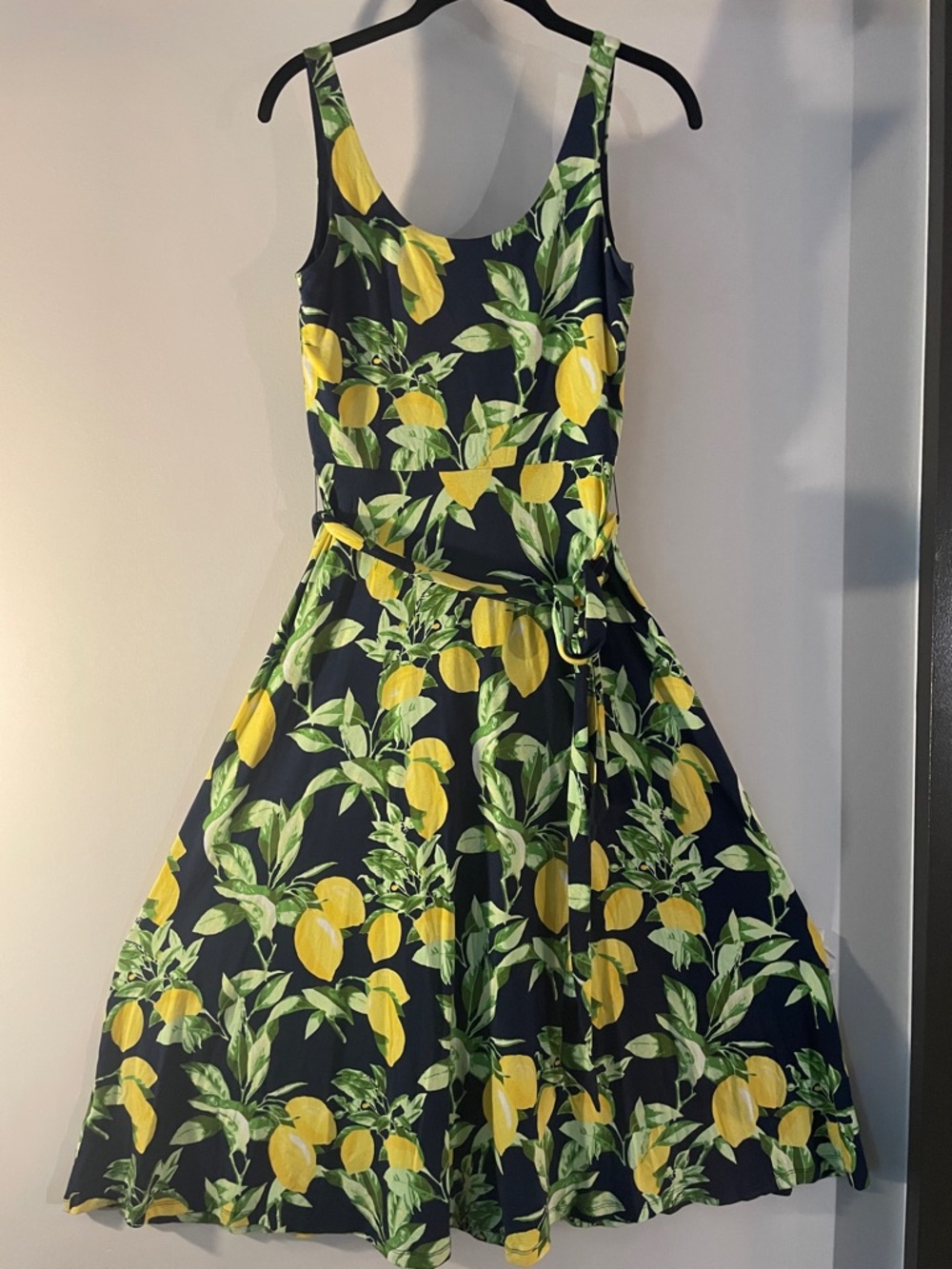 Loft Navy Lemon Print sundress A-line jersey